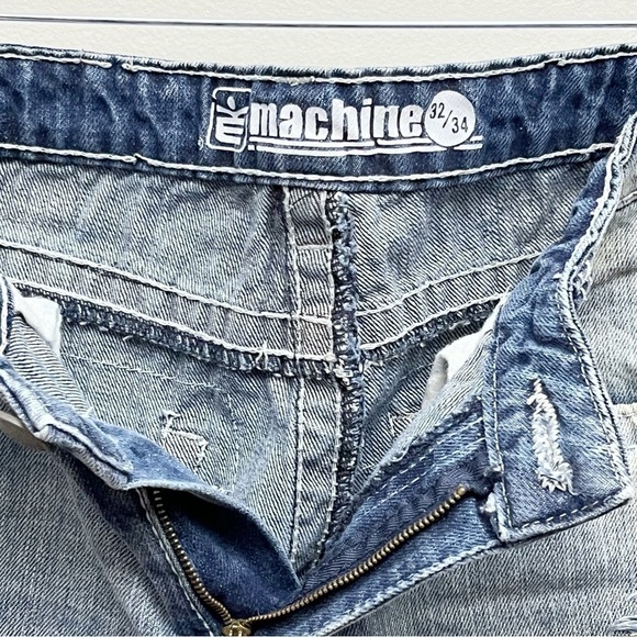 Vintage Machine Distressed Flag Patchwork Straight Leg Jeans Men’s 32 X 34 - Picture 8 of 16